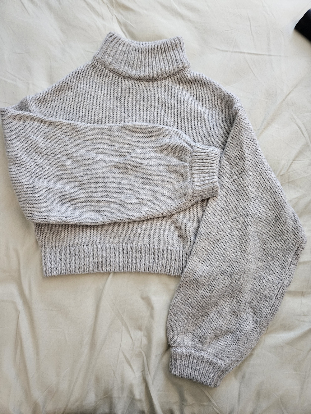H&M Cropped Turtleneck Sweater - Light Gray